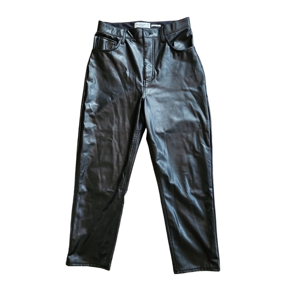 Abercrombie & Fitch Vegan Leather Pants Ankle Straight Ultra High Rise - Picture 2 of 12